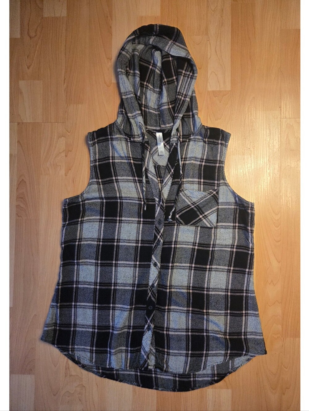 Warehouse One hooded sleeveless plaid shirt